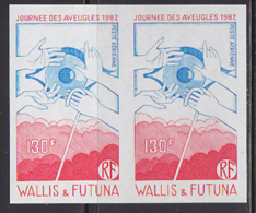 WALLIS & FUTUNA (1982) Eye. Hands With Cane. Imperforate Pair. Journée Des Aveugles. Scott No C117, Yvert No PA120. - Geschnittene, Druckproben Und Abarten