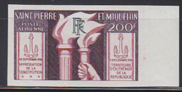 ST. PIERRE & MIQUELON (1957) Torches. Anchors. Imperforate. Scott No C23, Yvert No PA25. - Imperforates, Proofs & Errors