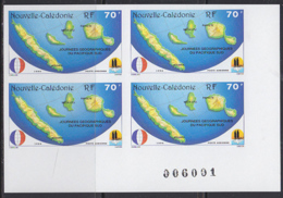 NEW CALEDONIA (1994) Aerial View Of Islands. Imperforate Corner Block Of 4. Scott No C259, Yvert No PA312. - Sin Dentar, Pruebas De Impresión Y Variedades