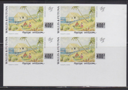 WALLIS & FUTUNA (1994) Wallis Island Landscape. Imperforate Corner Block Of 4. Scott No C175, Yvert No PA179. - Non Dentellati, Prove E Varietà