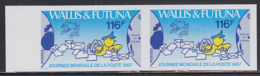 WALLIS & FUTUNA (1987) Letters. Birds. Imperforate Pair. World Post Day. Scott No 362, Yvert No 368. - Imperforates, Proofs & Errors