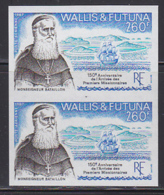 WALLIS & FUTUNA (1987) Monseigneur Battallon. Imperforate Pair. Scott No C155, Yvert No PA158. - Non Dentelés, épreuves & Variétés
