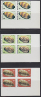 WALLIS & FUTUNA (1981) Seashells. Set Of 6 Imperforate Corner Blocks Of 4. Scott Nos 288-93, Yvert Nos 291-6. - Geschnittene, Druckproben Und Abarten