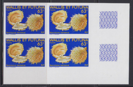 WALLIS & FUTUNA (1982) Bearded Thorny Oyster (Spondylus Barbatus). Imperforate Corner Block Of 4. Scott No 297 - Non Dentelés, épreuves & Variétés