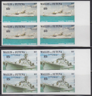 WALLIS & FUTUNA (1981) Warships. Set Of 2 Imperforate Blocks Of 4. Scott Nos 276-7, Yvert Nos 279-80. - Non Dentellati, Prove E Varietà