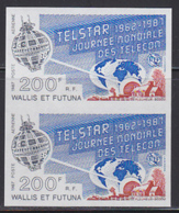 WALLIS & FUTUNA (1987) Telstar. Imperforate Pair. Scott No C153, Yvert No PA156. - Non Dentellati, Prove E Varietà