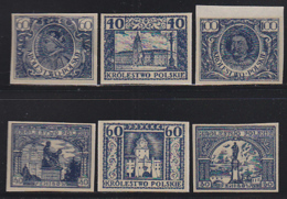 POLAND (1918) Set Of 6 Essays Of Unaccepted Designs. - Errors & Oddities