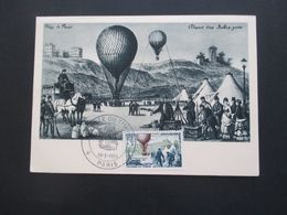 Frankreich 1955 Maximumkarte MK Fesselballon Journee Du Timbre 1955  Ballonpost - Cartas & Documentos