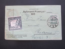 Ungarn 1925 Ballonpost Przemysl Vignette Ballonposta Magyar Filatelista Nap Gedenkflug Ballonpost Przemysl - Brieven En Documenten