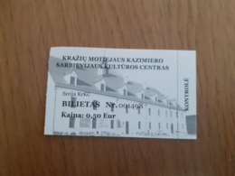 Lithuania Litauen Ticket Kraziu Cultural Center 2020 - Tickets D'entrée
