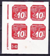 Boheme Et Moravie 1939 Mi 46 (Yv TPJ 5), (MNH)**, Bloc De 4 Avec No De Planche 3-40 Triangle), Pd - Neufs