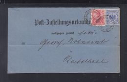 Dt. Reich Post-Zustellungsurkunde Rickelshausen 1900 - Cartas