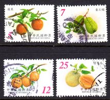 TAIWAN ROC - 2001 FRUITS SET 1st SERIES (4V) APPLES GUAVAS PEARS MELONS FINE USED SG 2696-2699 - Usados
