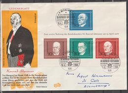 BRD FDC 1968 Nr.554 - 557 Block 4  1.Todestag Konrad Adenauer (dg266) Günstige Versandkosten - 1961-1970