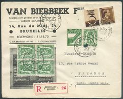 PU86-97 + KP19(paire) Obl. Sc BRUXELLES 1 sur Lettre Recommandée Du 7-XII-1937 Vers Pétange (GD De Luxembourg). - TB - 1 - Tête-bêche [KP] & Zwischensteg [KT]