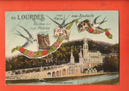 ZAR-36 Litho De Lourdes  Fantaisie. Circulé - Lieux Saints