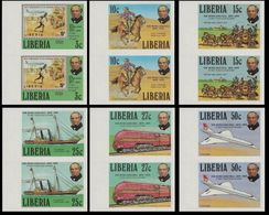 LIBERIA 1979 Sir Rowland Hill KCB FRS 1795–1879 MARG.IMPERF.PAIRS:6 Stamps Paddle Steamer Horse Train Concorde - Rowland Hill