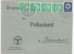 Deutsches Reich Brief An Das Polizeiamt Weimar Mit 4er Streifen-Frankatur - Brieven En Documenten