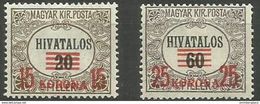 Hungary - 1922 Officials Overprint Set Of 2 MH *.  Sc O21-2 - Oficiales