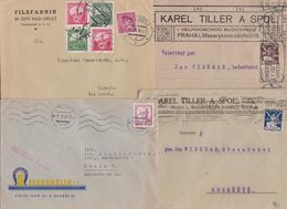 Tchécoslovaquie Lot De 6 Enveloppes Publicité Ferrokolin Kolin Filzfabrik Usti Nad Orlici Praha Nestersitz Mappemonde - Collections, Lots & Series