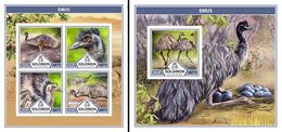 Salomon 2017, Animals, Emus, 4val In BF +BF IMPERFORATED - Struisvogels