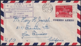 1949-EP-164 CUBA REPUBLICA 1949 POSTAL STATIONERY Ed.98. 2c SUPERCONSTELLATION AVION AIR MAIL. FDC VIOLET CANCEL - Otros & Sin Clasificación