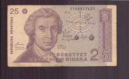 Croatie, Billet De 25 Dinara - Croatie