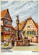 MICHELSTADT Im ODENWALD : MARKTBRUNNEN - KÜNSTLERKARTEN Nach AQUARELLEN Von G. WÜST - Nr. 8 ~ 1925 (af010) - Erbach