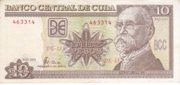 BILLETE DE CUBA DE 10 PESOS DEL AÑO 2002  (BANKNOTE) MAXIMO GOMEZ - Kuba