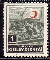 TURCHIA TURKÍA TURKEY 1955 POSTAL TAX SEGNATASSE Wounded Soldiers On Landing Raft 1 K MNH - Portomarken