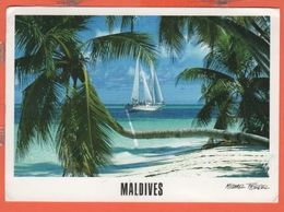 MALDIVE - MALDIVES - 2003 - RF10 Pomacanthus Imperator, Fish - Veduta Con Nave - Michael Friedel - Viaggiata Da Maldives - Maldiven
