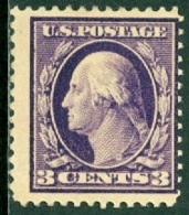 UNITED STATES OF AMERICA 1911 GENERAL ISSUES, 3c DEEP VIOLET WASHINGTON* (MH) - Neufs