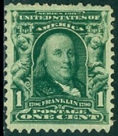 UNITED STATES OF AMERICA 1902-03 1c FRANKLIN, UNUSED WITHOUT GUM - Oblitérés