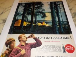 ANCIENNE PUBLICITE CAMPING  SOIF D AUTRE CHOSE SOIF DE  COCA COLA 1958 - Advertising Posters