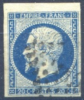 France N°14 (bleu Foncé Sur Vert) - Oblitéré - Cote 300€ - (F095) - 1853-1860 Napoléon III