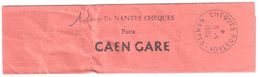 CHEQUES POSTAUX NANTES Collier De Sac Nantes Chèques Pour CAEN GARE Ob 3 5 1984 - Handstempel