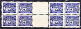 Boheme Et Moravie 1939 Mi P 10 (Yv TT 10), (MNH)** Bloc De 8 Avec Interpaneau - Unused Stamps