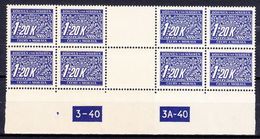 Boheme Et Moravie 1939 Mi P 10 (Yv TT 10), (MNH)** Bloc De 8 Avec Interpaneau - No De Planche 3-40 Et 3A-40 - Unused Stamps