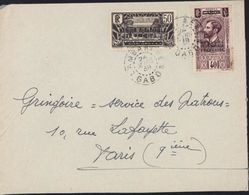 YT 10 Moyen Congo Et 22 Gabon Surchargés AEF Afrique Equatoriale Française CAD Lambarene Gabon 24 Mars 39 - Lettres & Documents