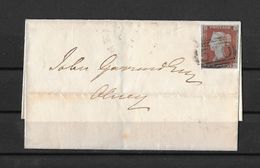 1845 Great Britain QV 1d Red Imperf Blued Paper On Northampton Cover To Olney - Briefe U. Dokumente