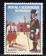GB GREAT BRITAIN ROYAL CALEDONIAN SCHOOLS BUSHEY HERTS SCOTTISH ORPHANS POSTER STAMP LABEL NHM TARTAN KILTS SCOTS GUARD - Cinderellas