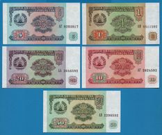 TAJIKISTAN LOT 1 + 5 + 10 + 20 + 50 Rubl	1994 - Tadjikistan