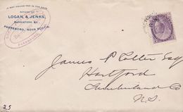 Canada LOGAN & JENKS Barristers PARRSBORO Nova Scotia 1899 Cover Brief HARTFORDO (Arr.) 2c. Victoria Stamp - Covers & Documents