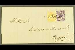 1872 (3 SEP) ENTIRE LETTER  From Medellin To Bogota Bearing 1868 10c Violet Type II, Scott 54c, And 1870 5c Yellow, Scot - Colombia