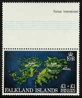 1982  £1+£1 Rebuilding Fund WATERMARK CROWN TO RIGHT OF CA Variety, SG 430w, Never Hinged Mint With Gutter Margin At Top - Falkland Islands