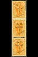 1917  SPECIMEN 1l On 3l Orange, Vertical Strip Of 3 With "SPECIMEN" Overprints, SG C303, Very Fine, Never Hinged Mint. F - Altri & Non Classificati