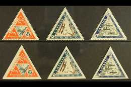 1933  Wounded Airmen Triangular Perforated & Imperforate Sets, Mi 225A/227A & 225B/227B, SG 240A/42A & 240B/42B, Fine Mi - Latvia