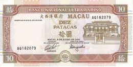 BILLETE DE MACAO DE 10 PATACAS DEL AÑO 1991 SIN CIRCULAR - UNCIRCULATED  (BANKNOTE) - Macao