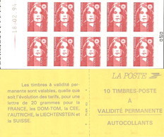 CARNET 2874-C 1 Marianne De Briat "LES TIMBRES A VALIDITE PERMANENTE" Daté 07/02/94. Bas Prix à Saisir. - Usados Corriente