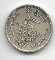 * Sri Lanka  5 Rupee  2002 Km 148.2 Xf+ - Sri Lanka